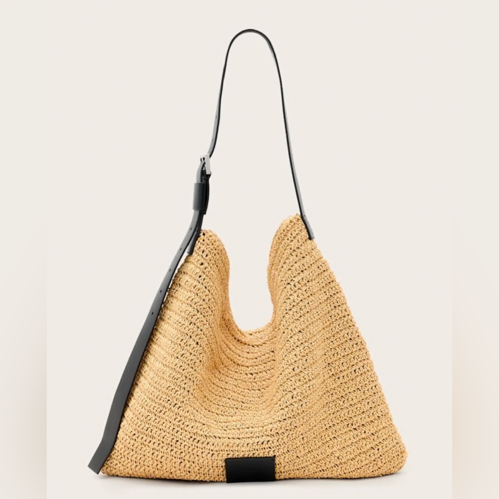 All Saints Tan and Black Tote Bag